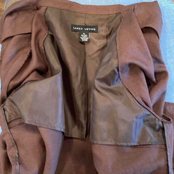 Vintage-Inspired Linen Blend Peter Pan Collar Jacket Brown Classic Minimalist XL - Picture 7 of 11